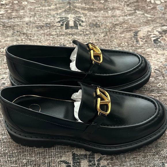 Valentino Black Loafers with Gold Detail - Picture 2 of 6